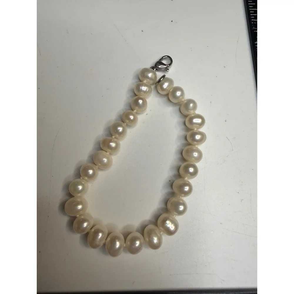 Freshwater Cultured Pearl Strand Bracelet White Baroque 7.5 Inch Lobster Clasp